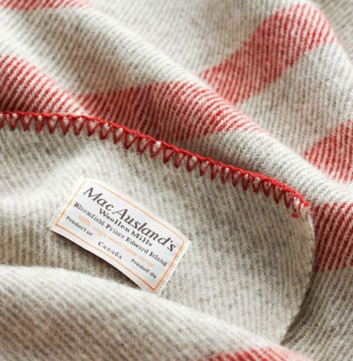 A closeup of a MacAusland's Woollen blanket