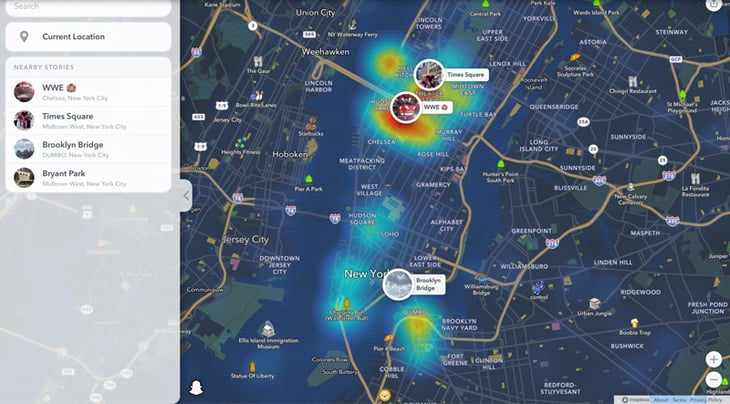 Screen shot of snap maps 