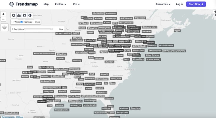 Screenshot of trendsmap