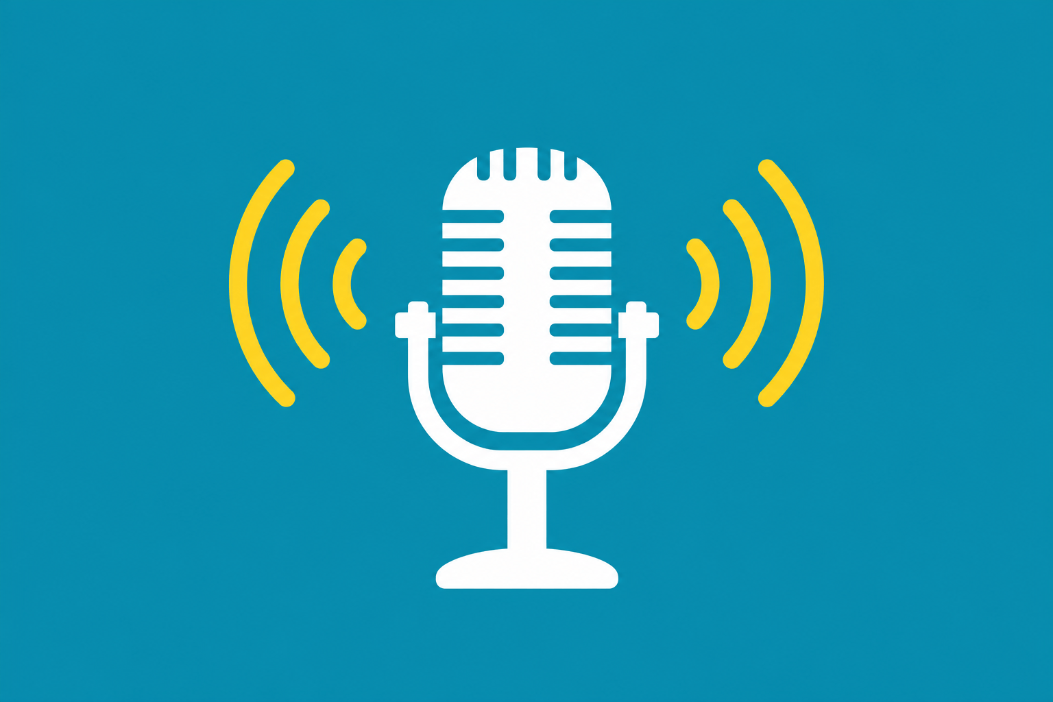 podcast microphone against a blue background