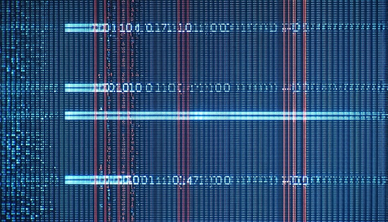 Binary code on a screen 
