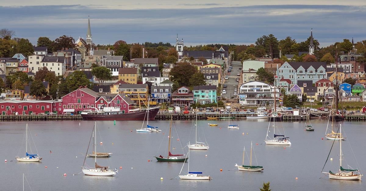 Sailboats on the harbour of Lunenburg, Nova Scotia, Canada.