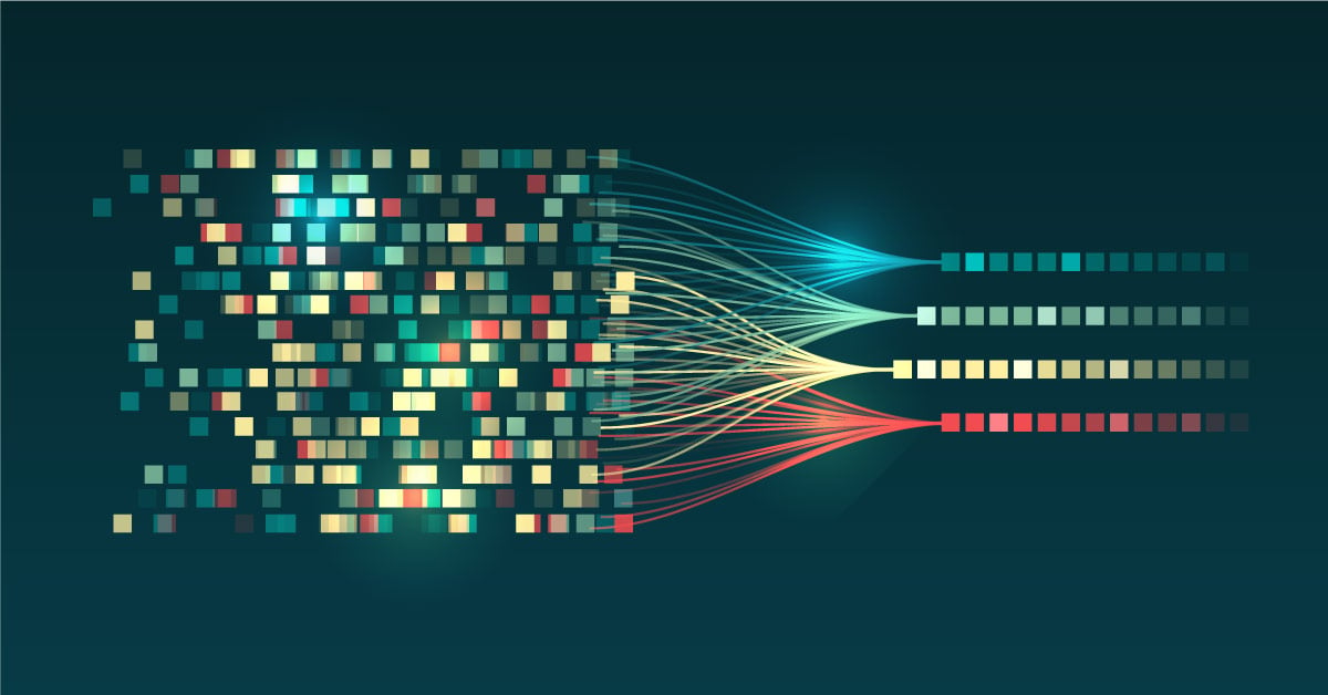 Illustration of sorting data, big data visualization